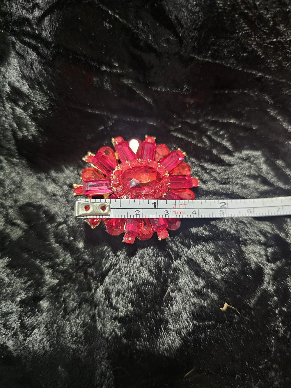 Red Crystal Floral Statement Brooch - Unbranded